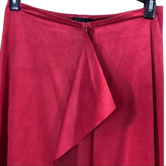 Vintage Sooki Collection Red Faux Suede Wrap Skirt Size Medium - Picture 2 of 7
